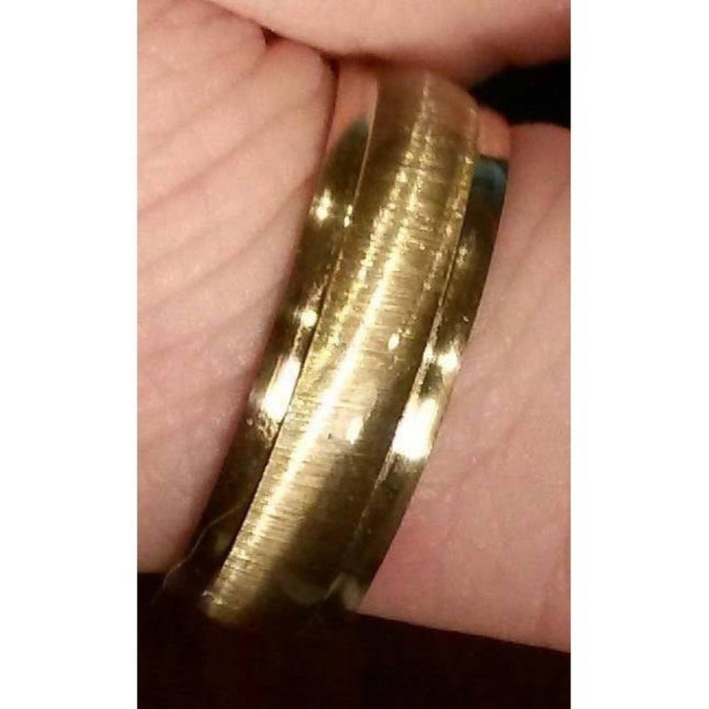 NWT Stainless Steel Faux Tiger Eye Style Ring Band Plus Size 10 Gold Tone Thumb